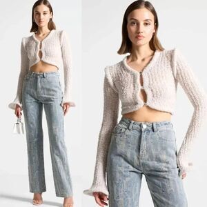 Manière De Voir Flared Sleeve Textured Knit Cardigan S Nwt